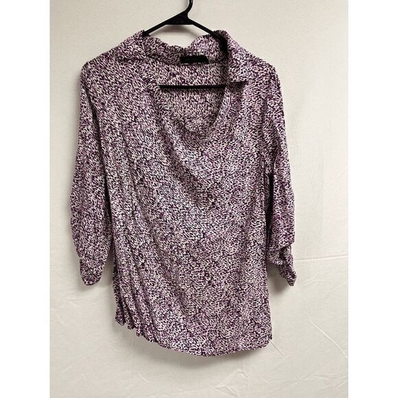 The Limited Womens Popover Long Sleeve tunic Blouse Purple white Size Medium - Picture 1 of 7